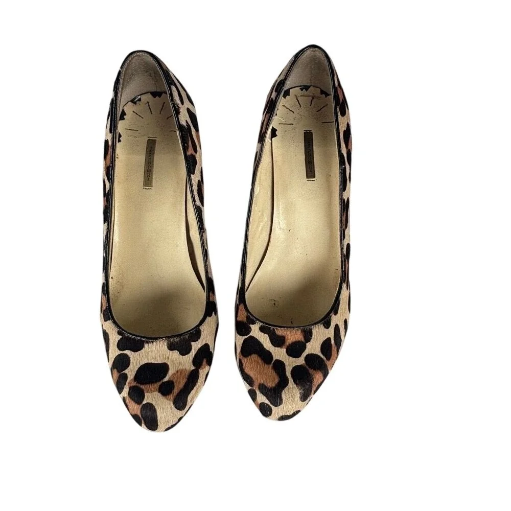Max Studio Leopard Heels Pumps Size‎ US 7M Faux Fur Exotic Cheetah Animal Print